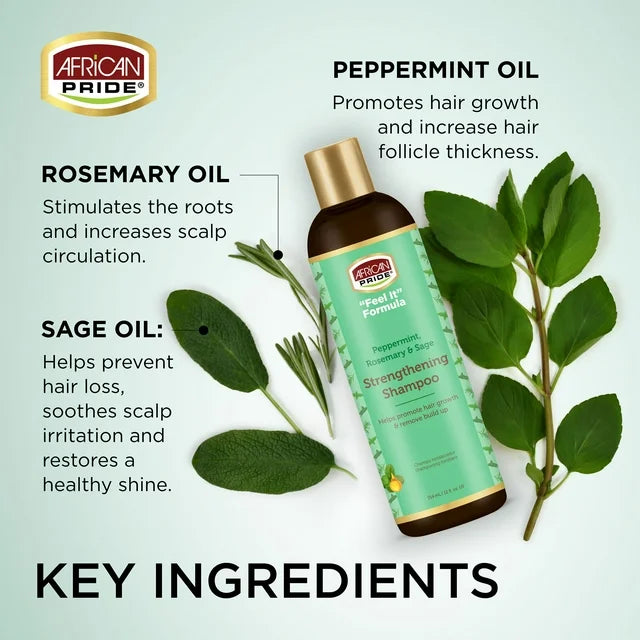 African Pride Feel It Formula- Strengthening Shampoo 12 oz.