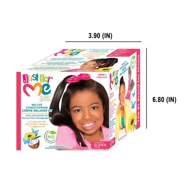 Just For Me Super relaxer box with package-dimension illustration