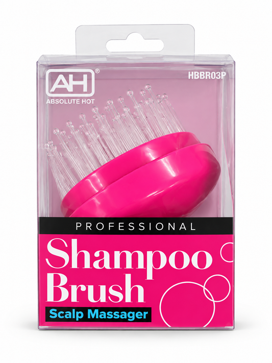 Absolute Hot Shampoo Brush Scalp Massager – Pink in retail packaging