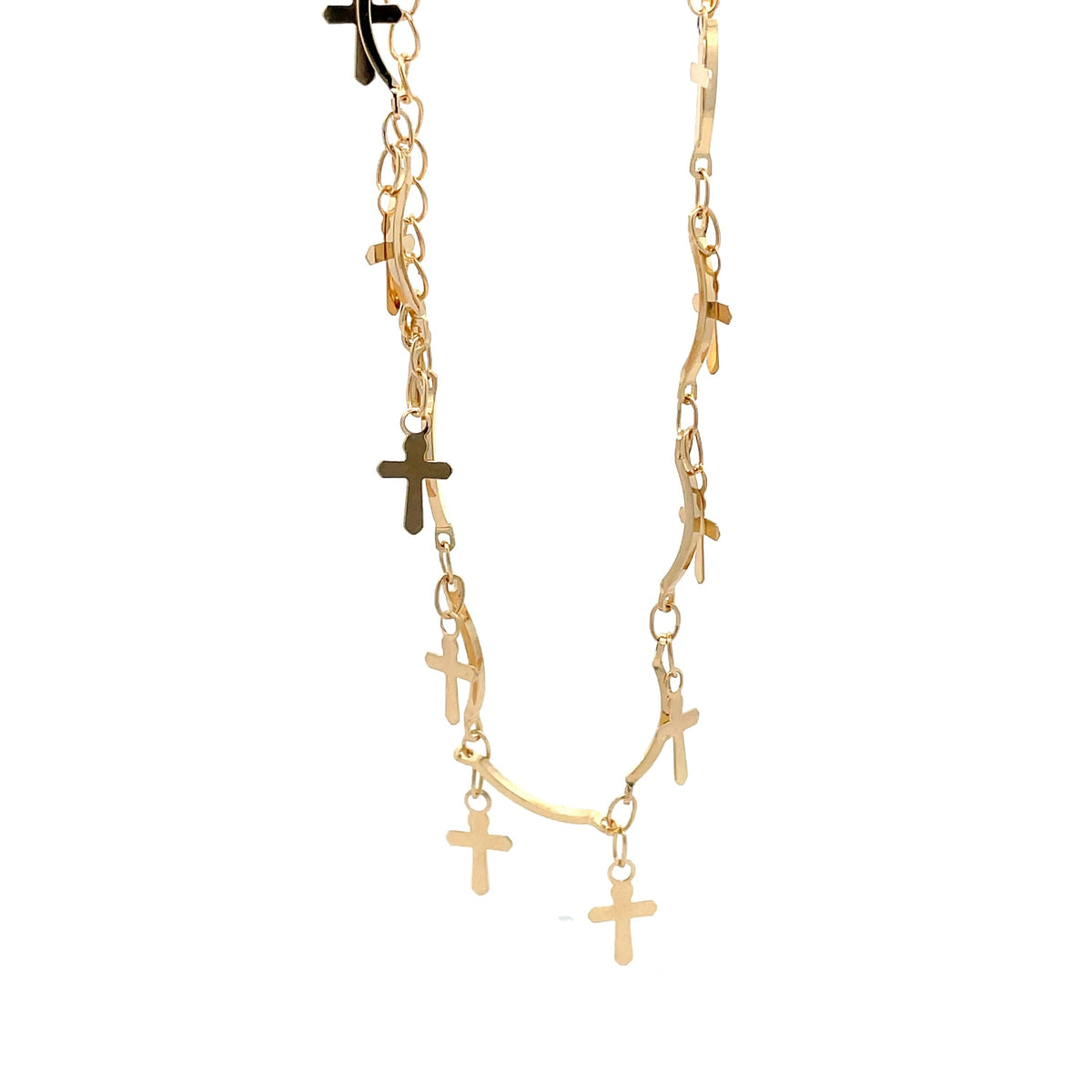 AK08 – The One gold-tone dangling crosses anklet