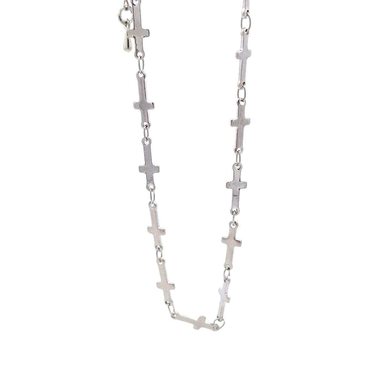 AKS07 – The One silver-tone cross stations anklet