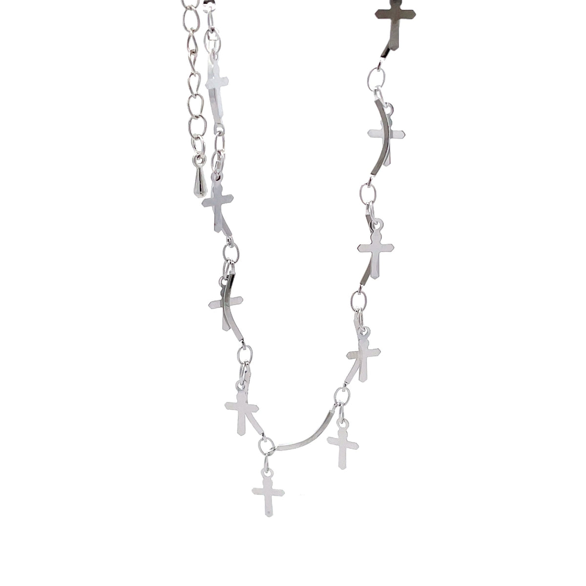 AKS08 – The One silver-tone dangling crosses anklet