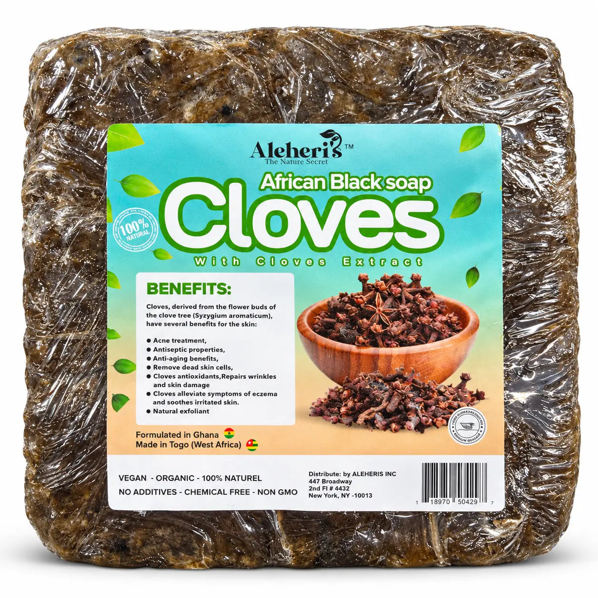 Aleheris Cloves African Black Soap 16 oz wrapped bar