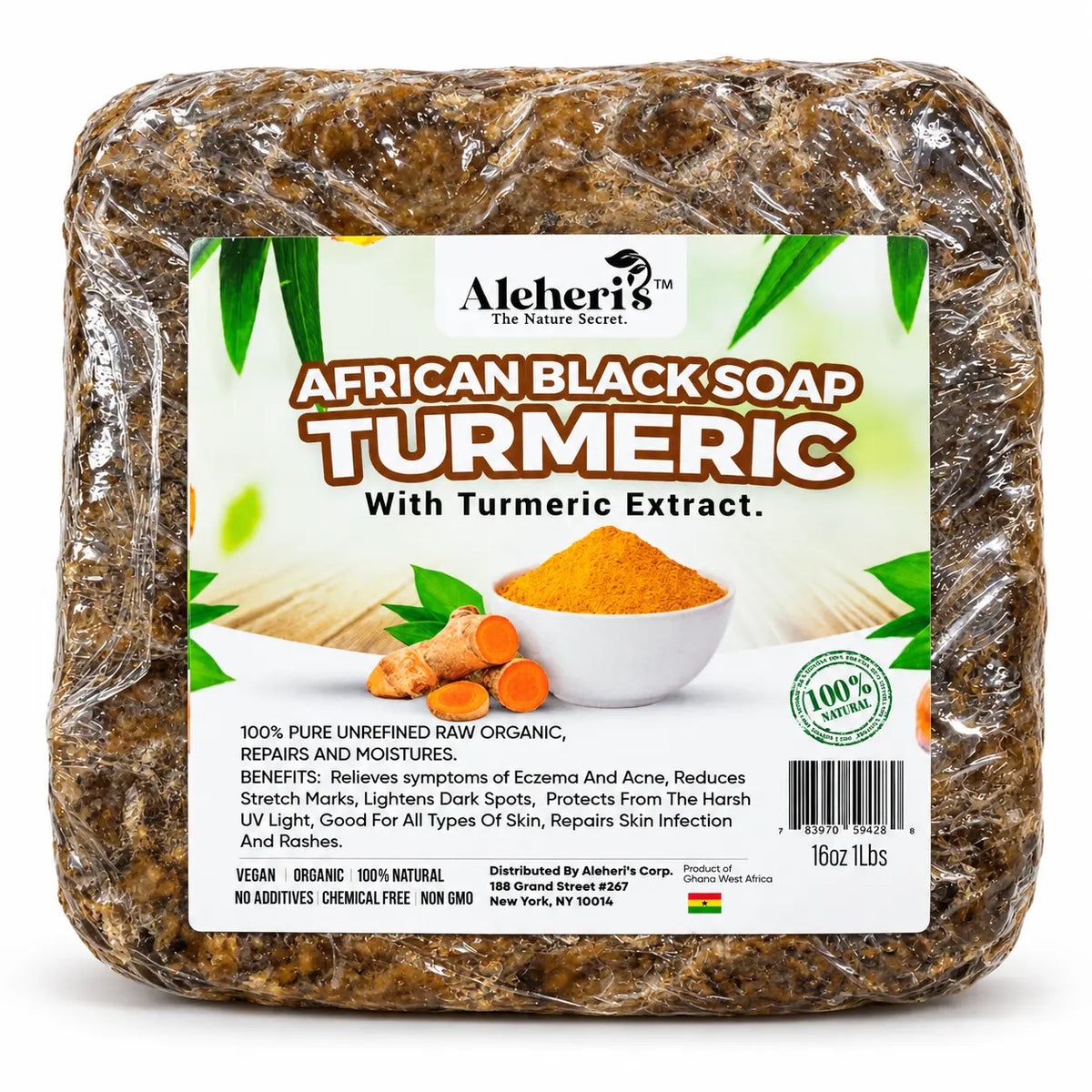 Aleheri’s Turmeric African Black Soap 16 oz
