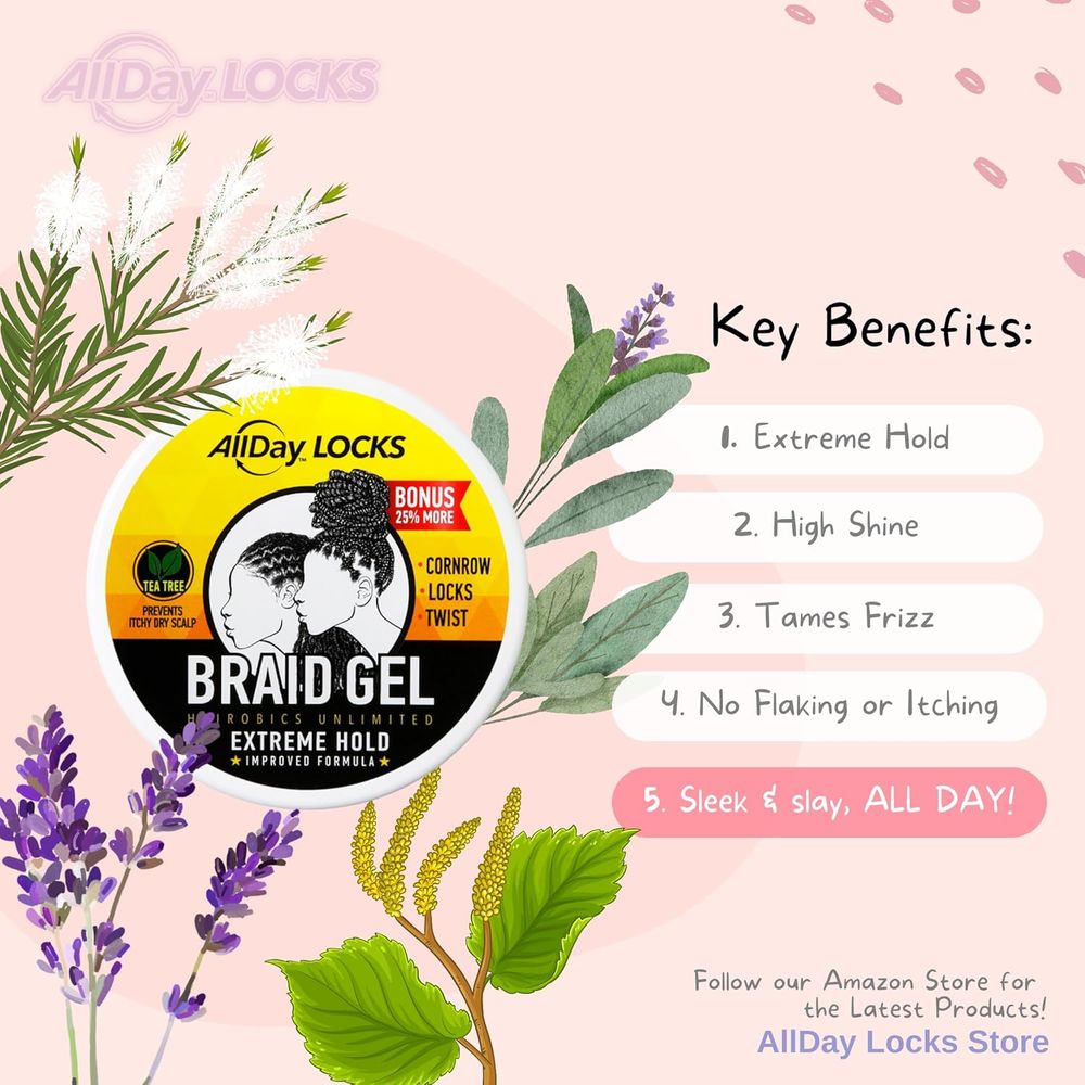 AllDay Locks Braid Gel | Extreme Hold, Smooths & Tames Frizz | No Flaking or Drying | High Shine, Long Lasting for Braids, Locks, Twists, Cornrows| - Beauty Exchange Beauty Supply