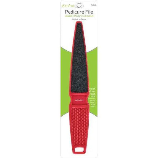 Almine long pedicure file in red with retail packaging