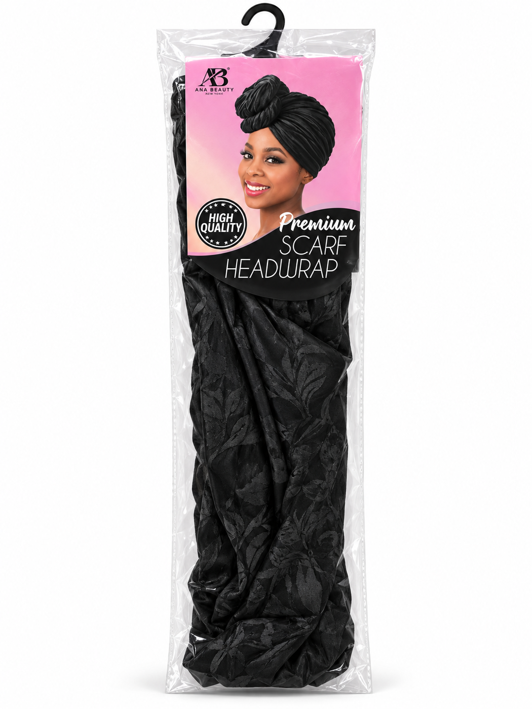 Ana Beauty Premium Scarf Headwrap in Black, front package