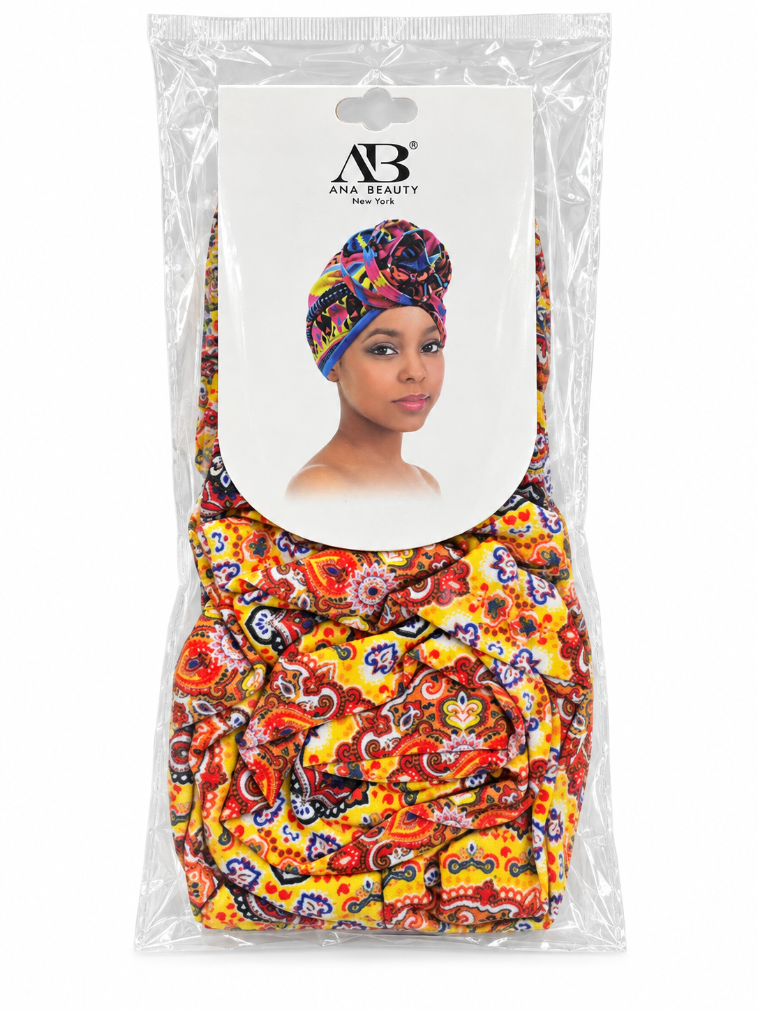 Ana Beauty printed turban ASC0274 – Orange front package