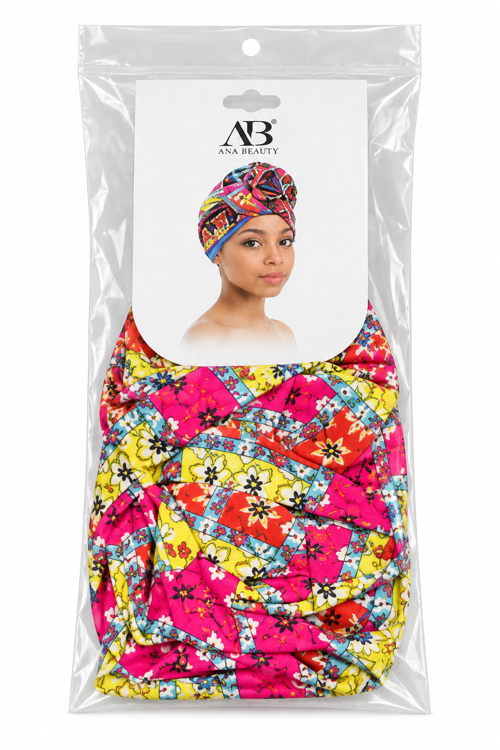 Ana Beauty printed turban ASC0308 – Pink front package