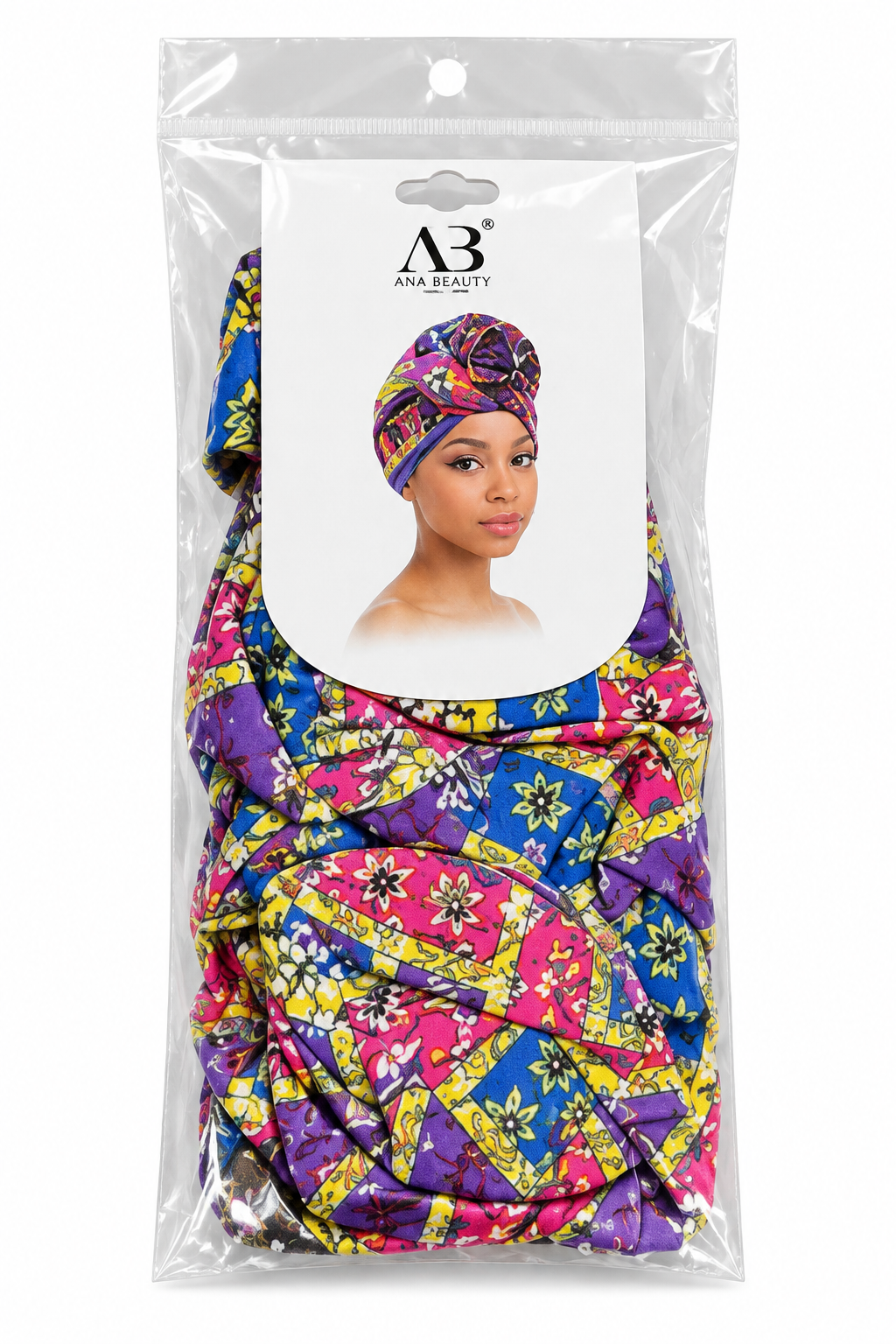 Ana Beauty printed turban ASC0308 – Purple front package