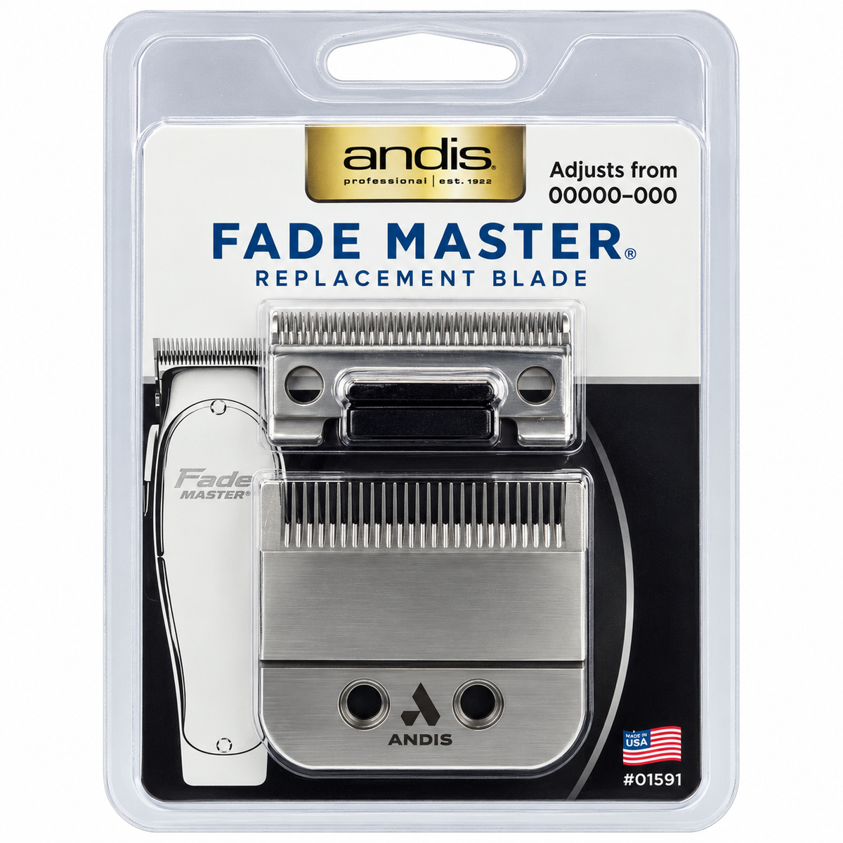 Andis Fade Master Replacement Blade 01591 — replacement blade in retail packaging