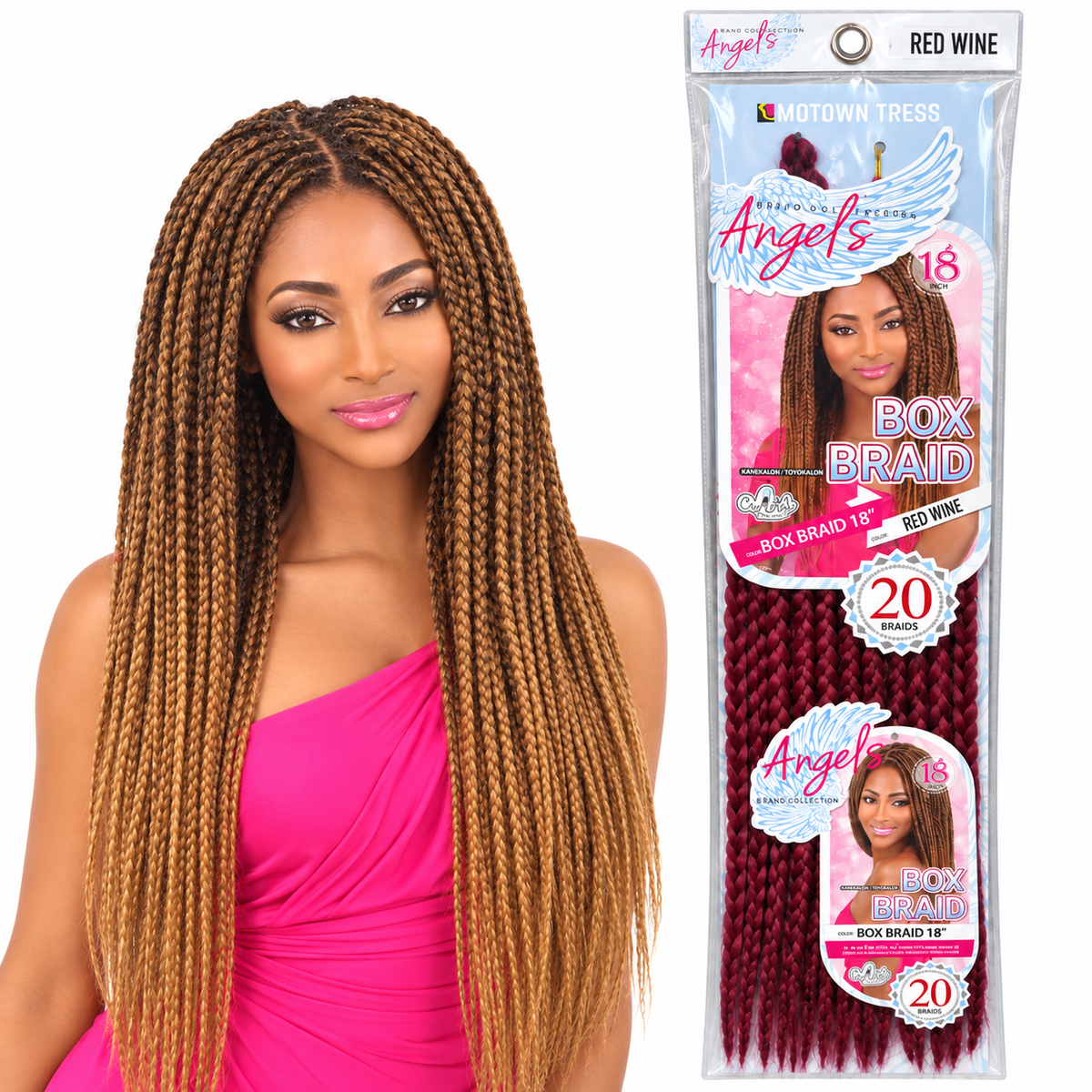 Motown Tress Angel’s Box Braid 18 inch model and Red Wine package
