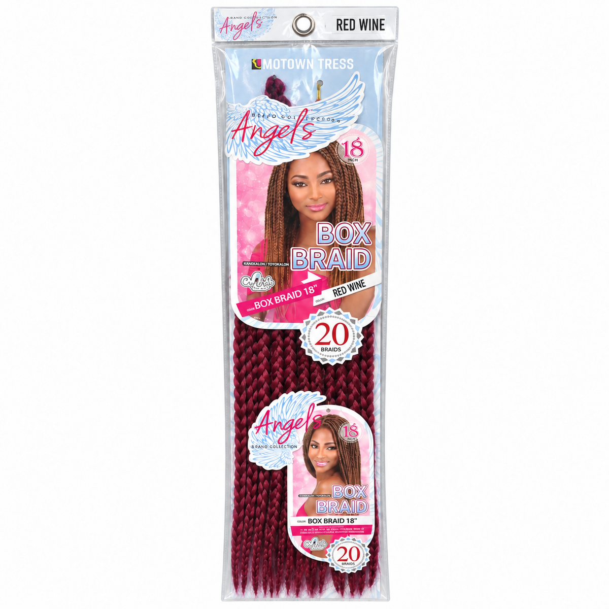 Motown Tress Angel’s Box Braid 18 inch Red Wine package