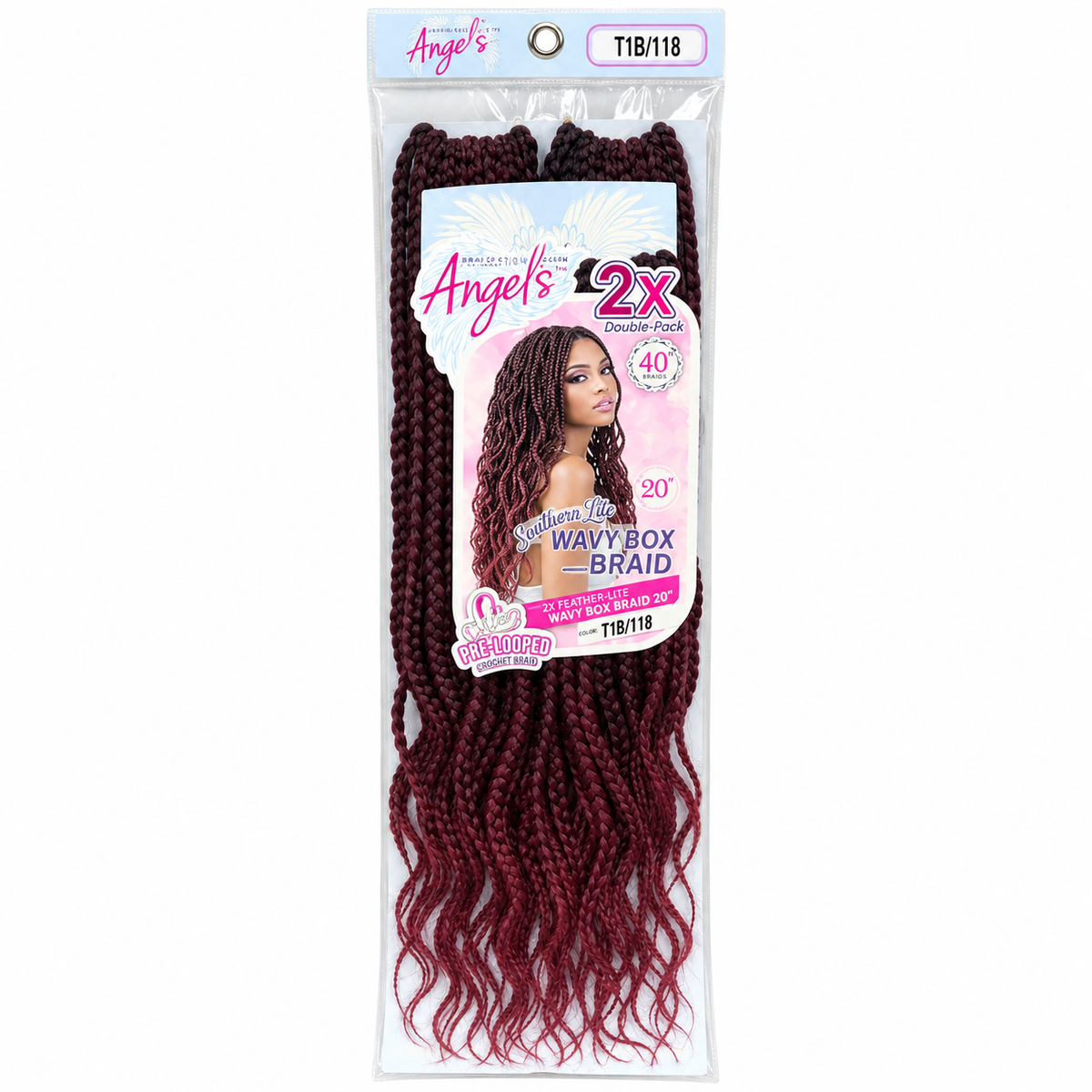 Motown Tress Angel’s Wavy Box Braid 20 inch T1B/118 package