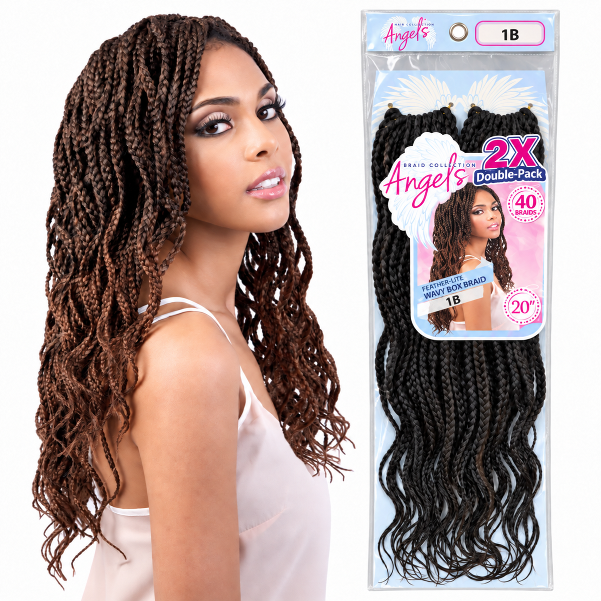 Motown Tress Angel’s Wavy Box Braid 20 inch model and package