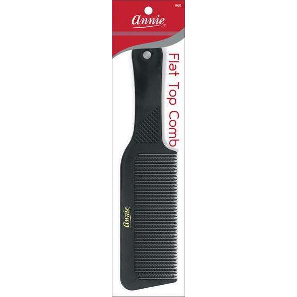 Annie #69 black flat top comb with textured handle
