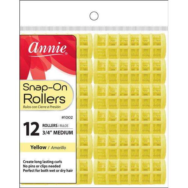 Annie 1002 yellow medium snap-on rollers, 3/4-inch diameter, 12 count