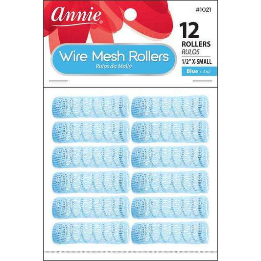 Annie 1021 hair rollers, 1/2" – Blue, 12 count