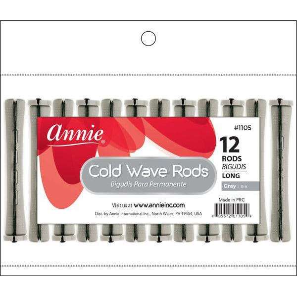 Annie #1105 Long Cold Wave Rods – Gray, 12-Pack in retail packaging