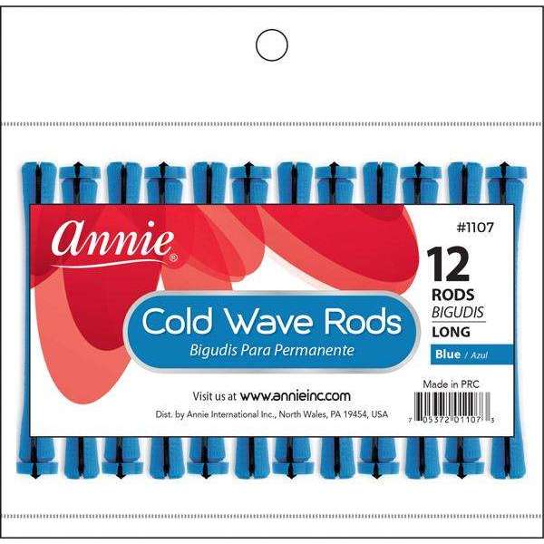 Annie Cold Wave Rods — Long 1/4", Blue, 12 Count