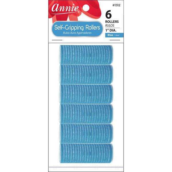 Annie #1312 blue 1-inch self-gripping rollers, 6-pack