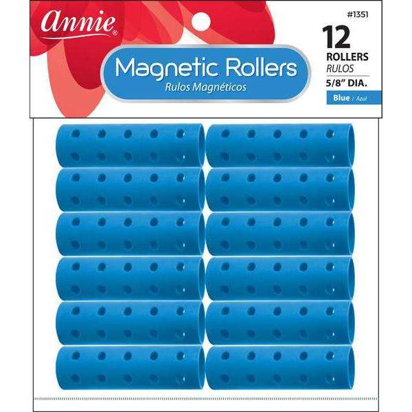 Annie #1351 Magnetic Rollers – Blue, 5/8", 12-Pack in retail packaging
