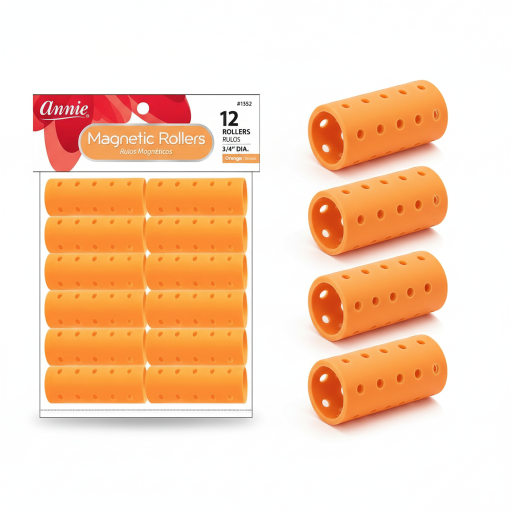 Annie 1352 hair rollers, 3/4" – Orange, 12 count