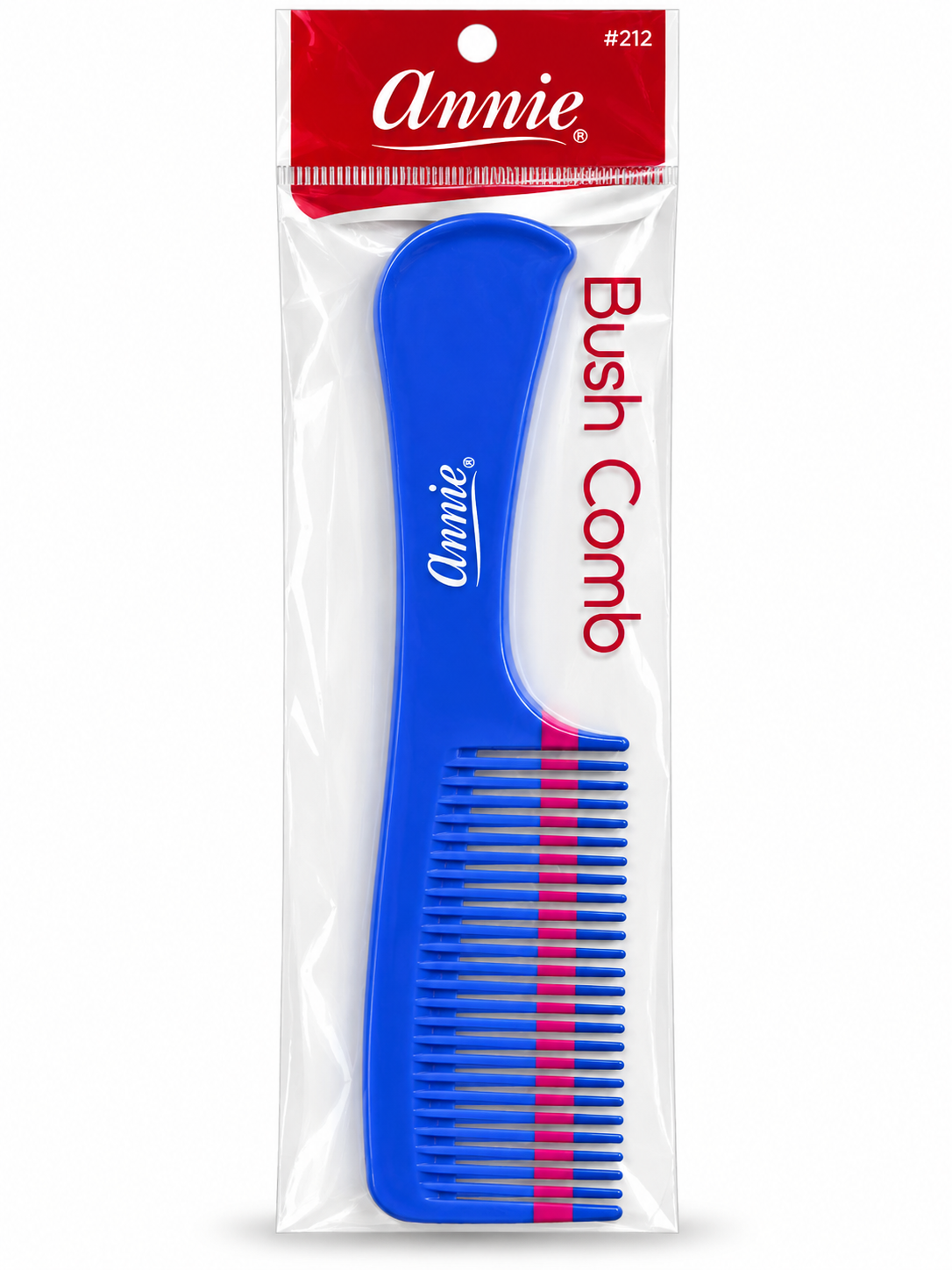 Annie #212 blue and pink two-tone Bush Comb in retail packaging