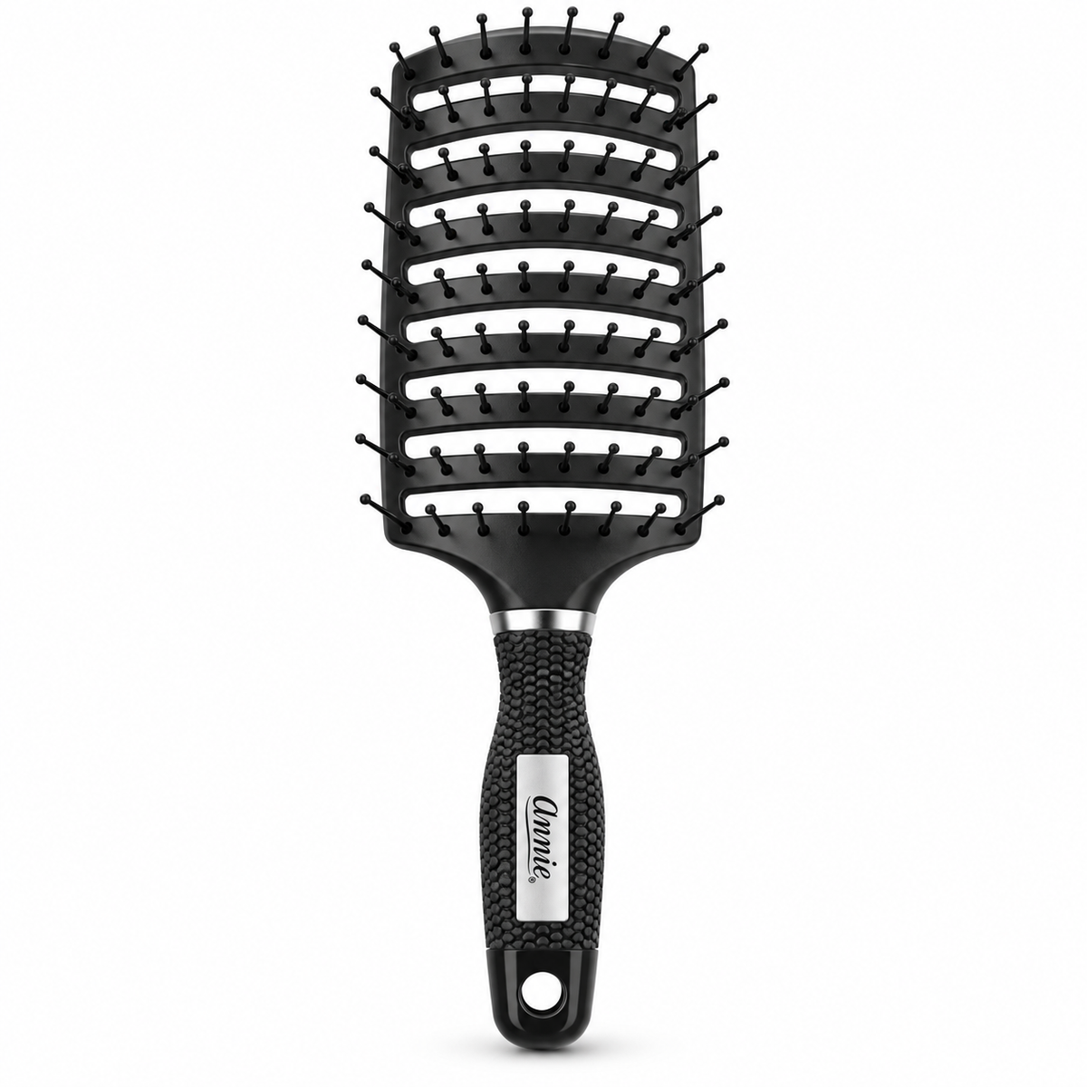 Annie #2475 black curved vent brush with ball-tipped nylon bristles