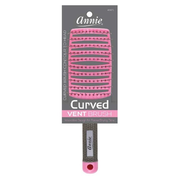Annie #2475 pink curved vent brush with ball-tipped nylon bristles