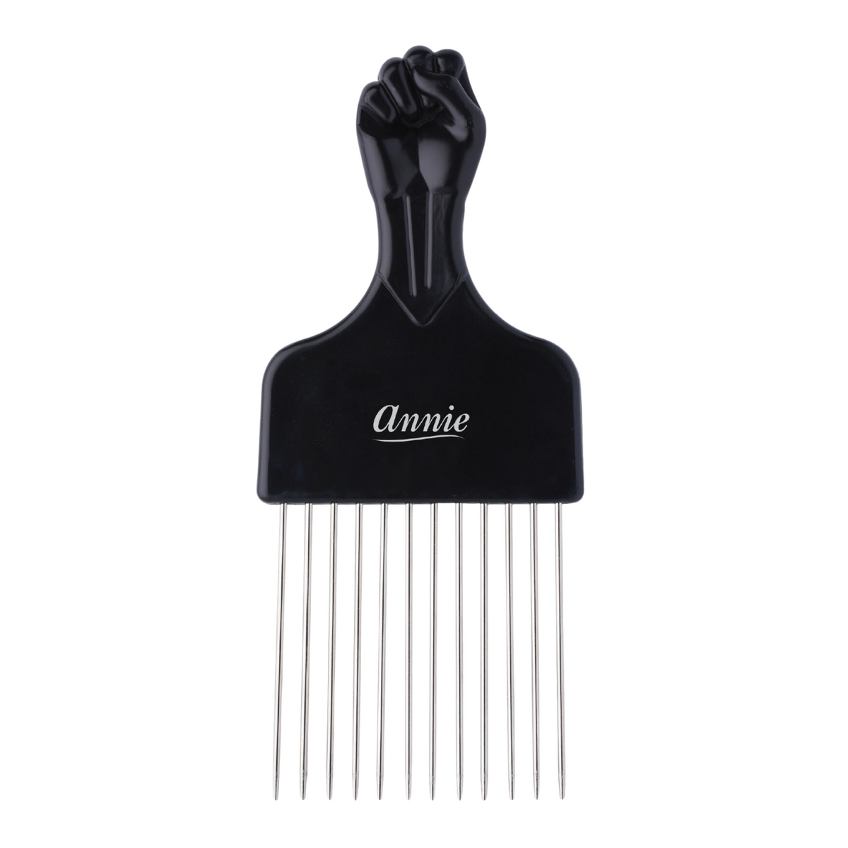 Annie Afro Pik #261 in black with fist handle and metal teeth