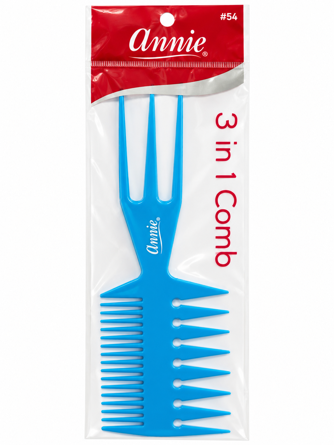 Annie #54 Blue 3-in-1 Comb in retail packaging