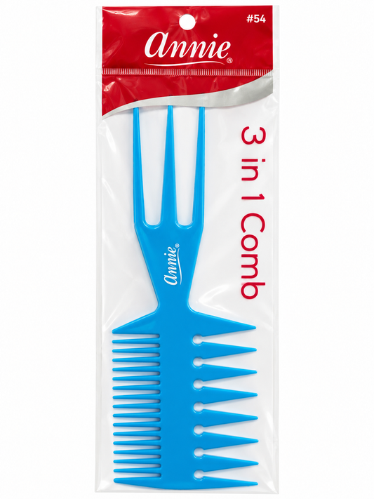 Annie #54 Blue 3-in-1 Comb in retail packaging
