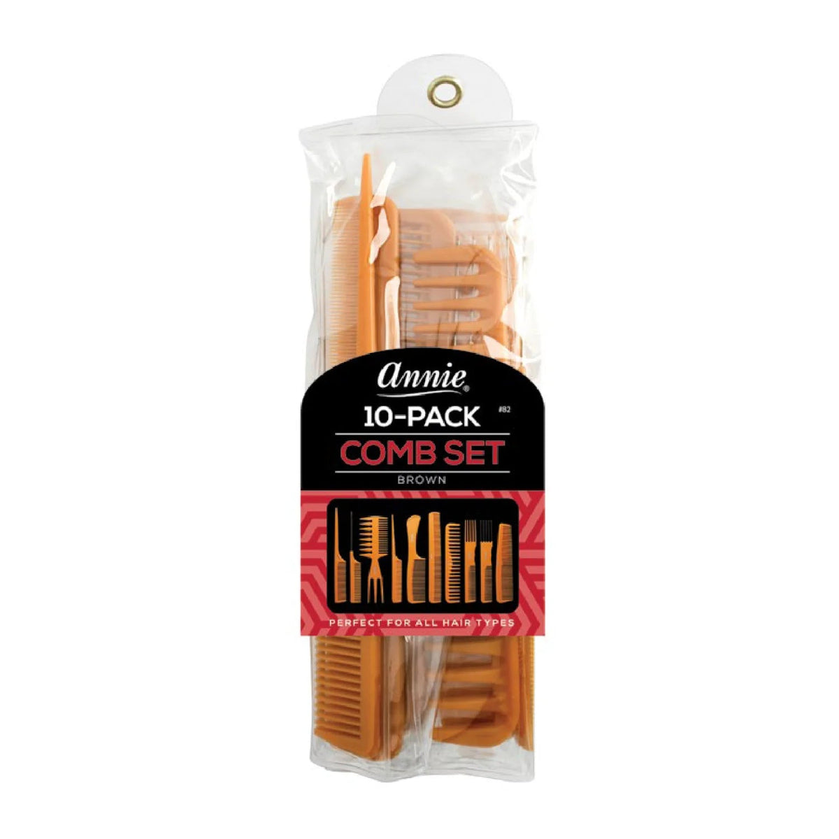 Annie 10-Pack Comb Set #82 in Brown packaging