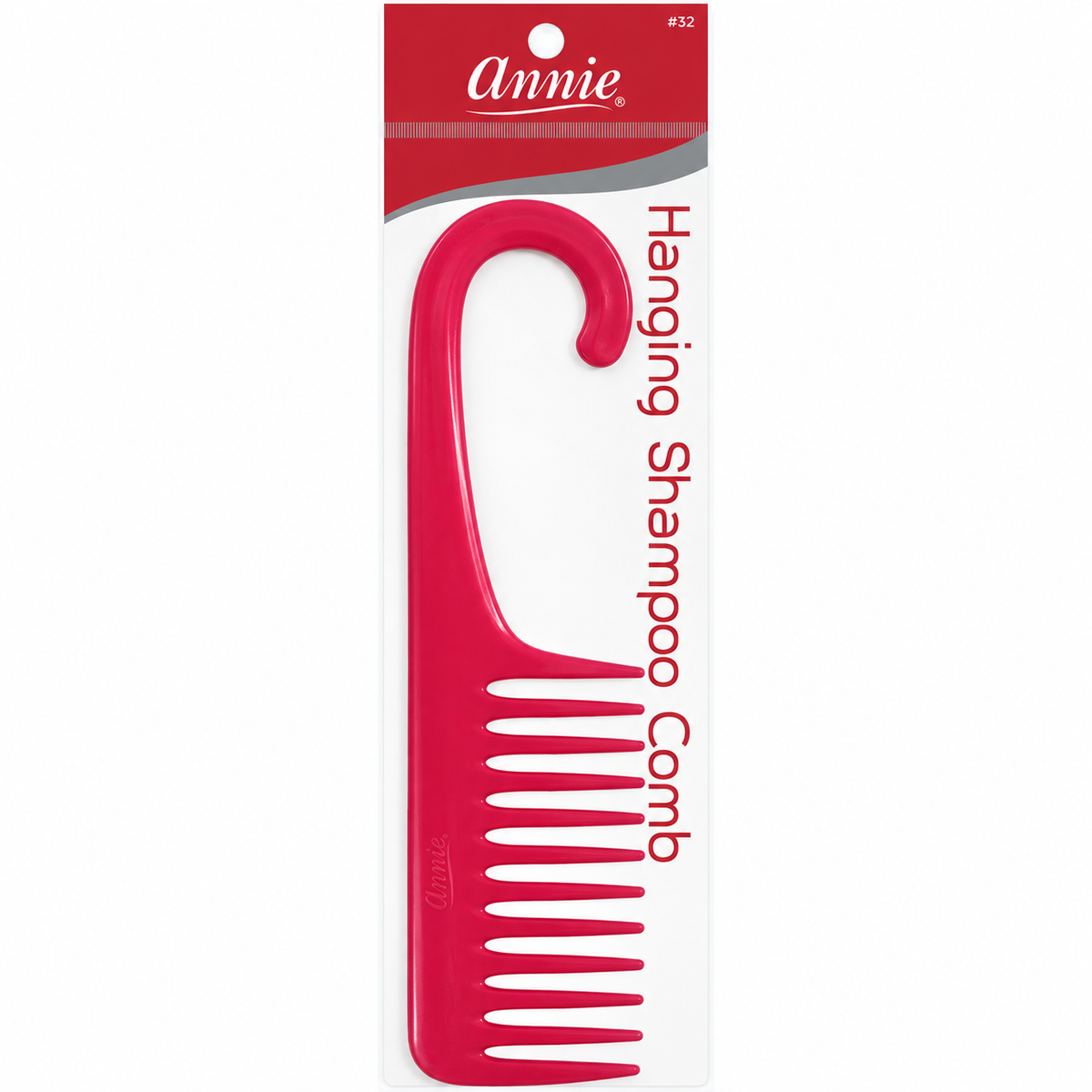 Annie #32 red hanging shampoo comb in retail packaging