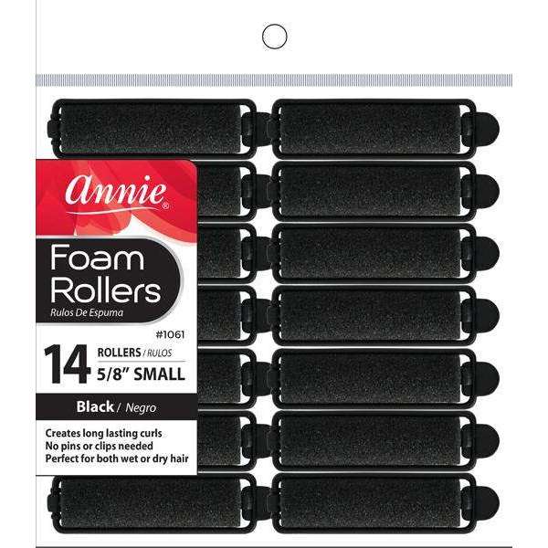Annie Foam Rollers — Small 5/8", Black, 14 Count