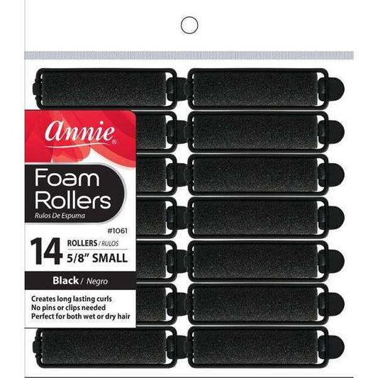 Annie Foam Rollers — Small 5/8", Black, 14 Count