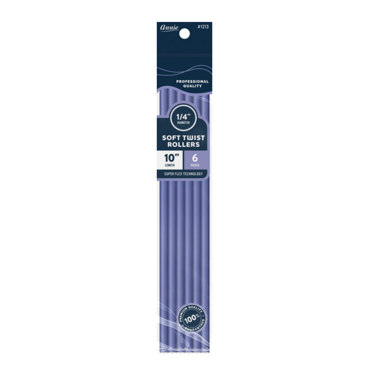 Annie Soft Twist Rollers 1213, 10" length, 1/4" diameter, Lavender, 6 pieces