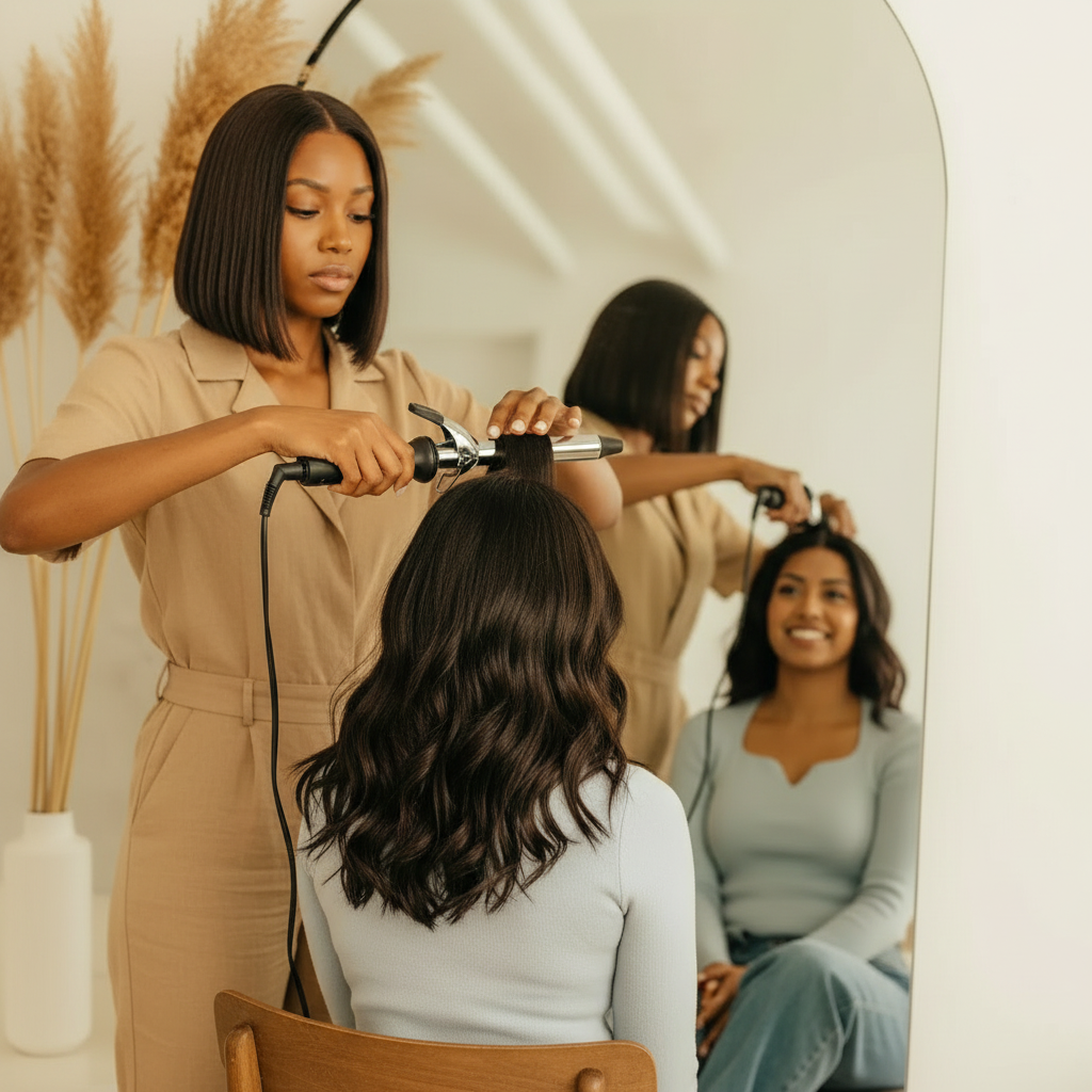 Hot & Hotter Electric Curling Iron 1/4 Inch — salon curling demonstration