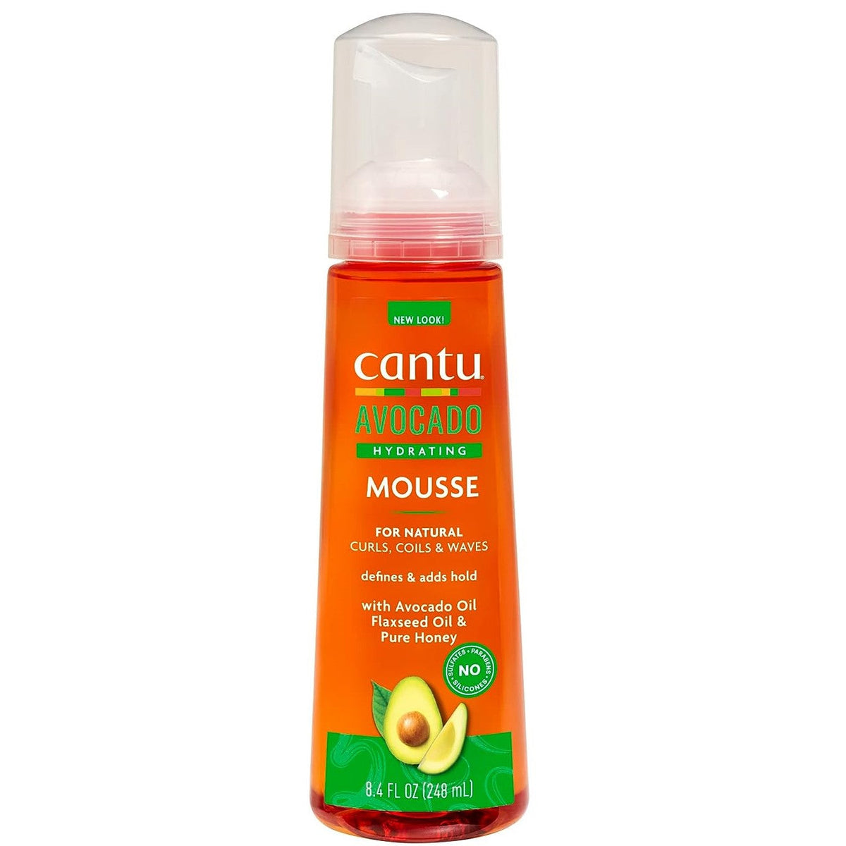 Cantu Avocado Hydrating Mousse bottle on a white background