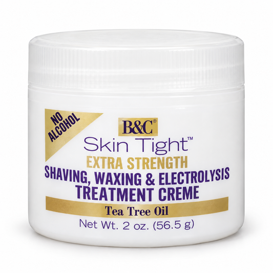 B&C Skin Tight Extra Strength Shaving, Waxing & Electrolysis Treatment Creme with Tea Tree Oil, 2 oz