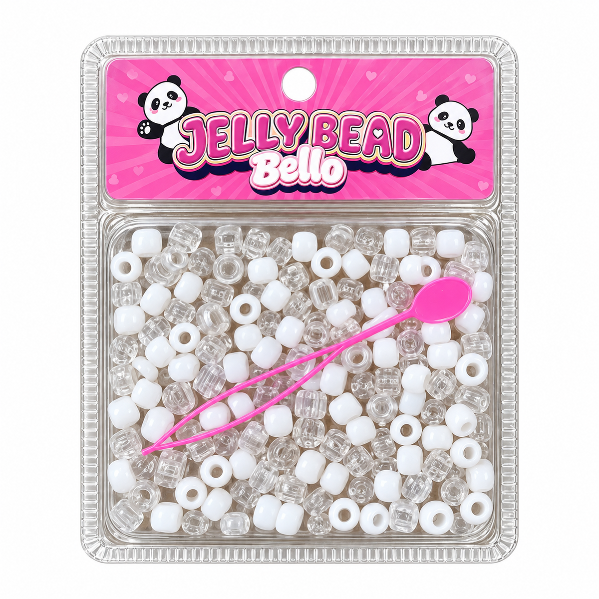 Bello Jelly Beads Clear and White BJ1-CW with beader