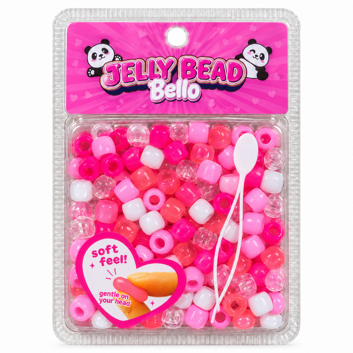 Bello Jelly Bead hair beads with beader – Pink Mix
