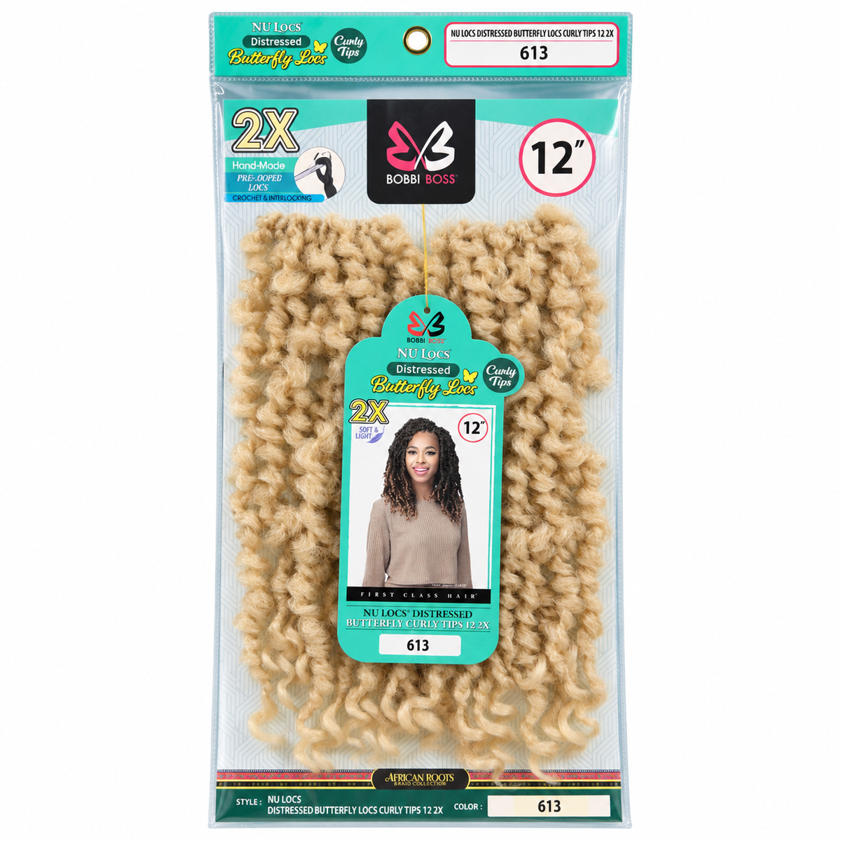 Bobbi Boss 2X Nu Locs Distressed Butterfly Locs Curly Tips 12-inch full package color 613