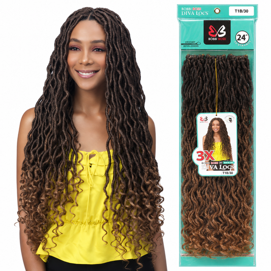 Bobbi Boss 3X Diva Locs 24 inch supplier model and full retail package on white