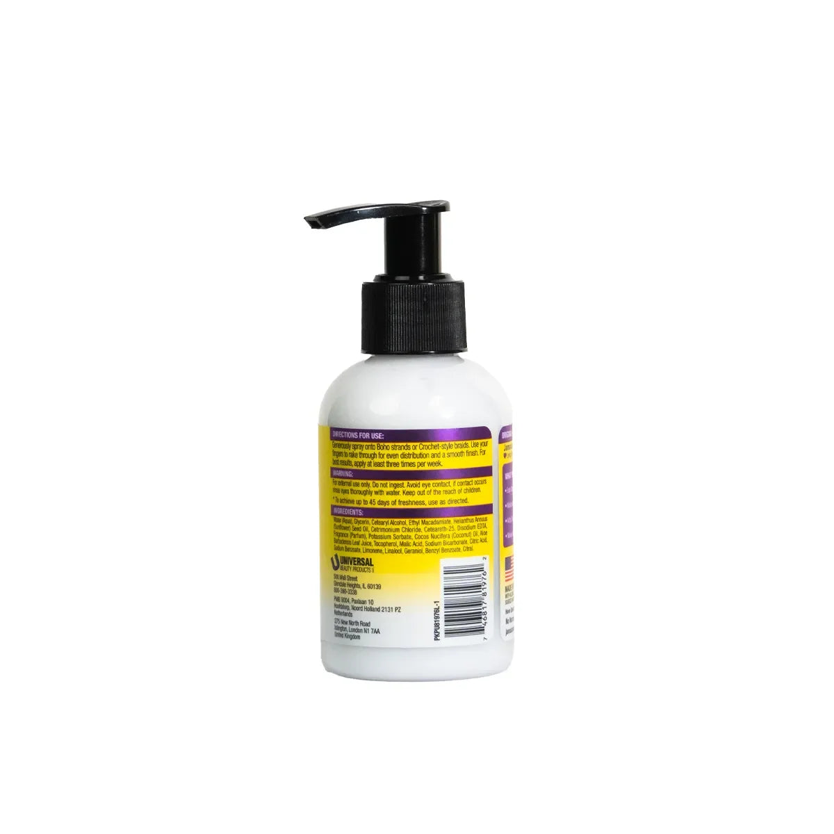 Jamaican Mango & Lime Boho Detangler – 4 oz bottle ingredients and barcode