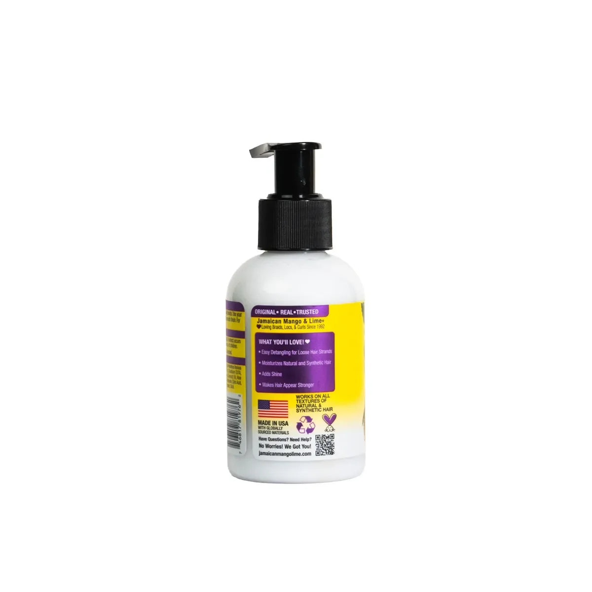 Jamaican Mango & Lime Boho Detangler – 4 oz bottle side label