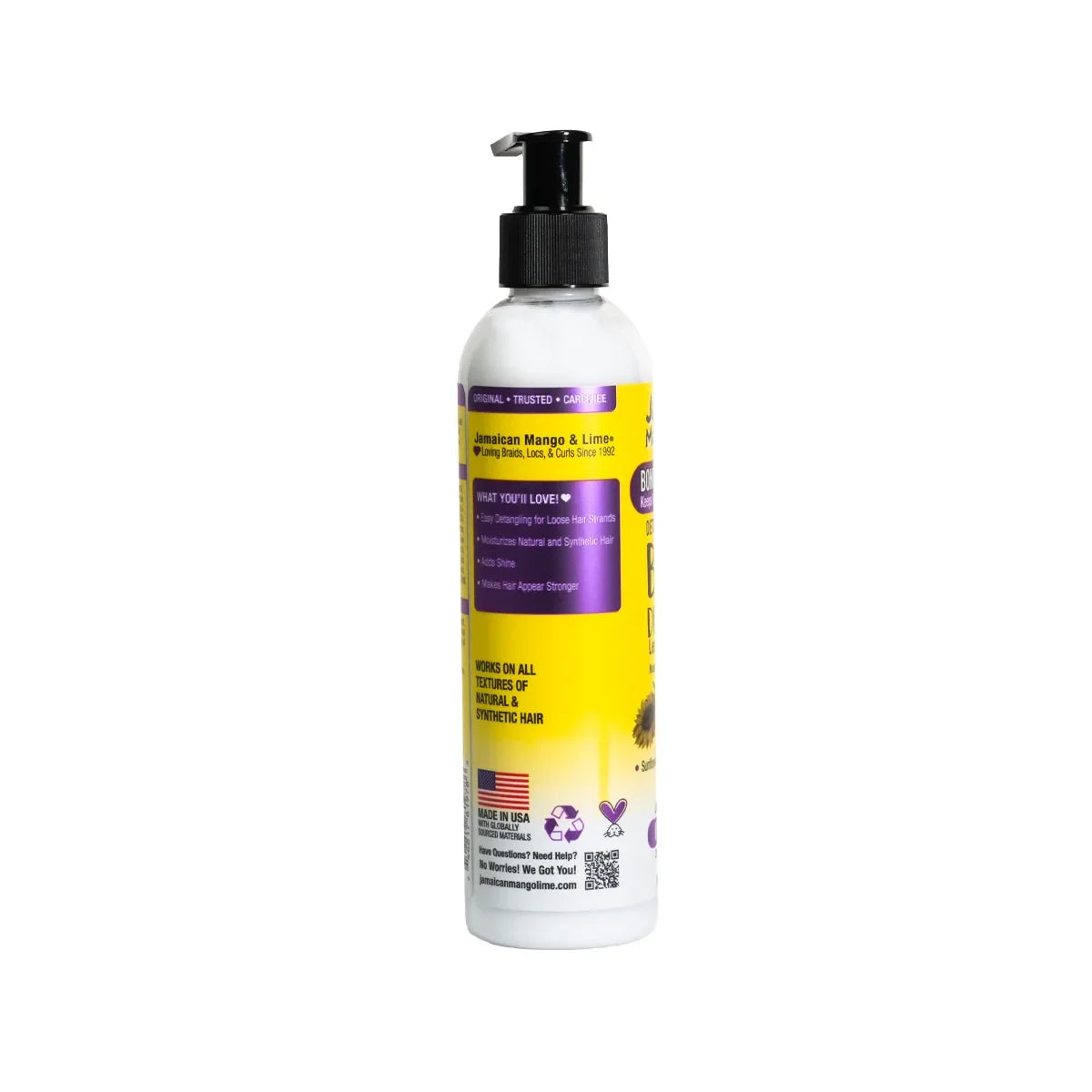 Jamaican Mango & Lime Boho Detangler – 8 oz bottle side label