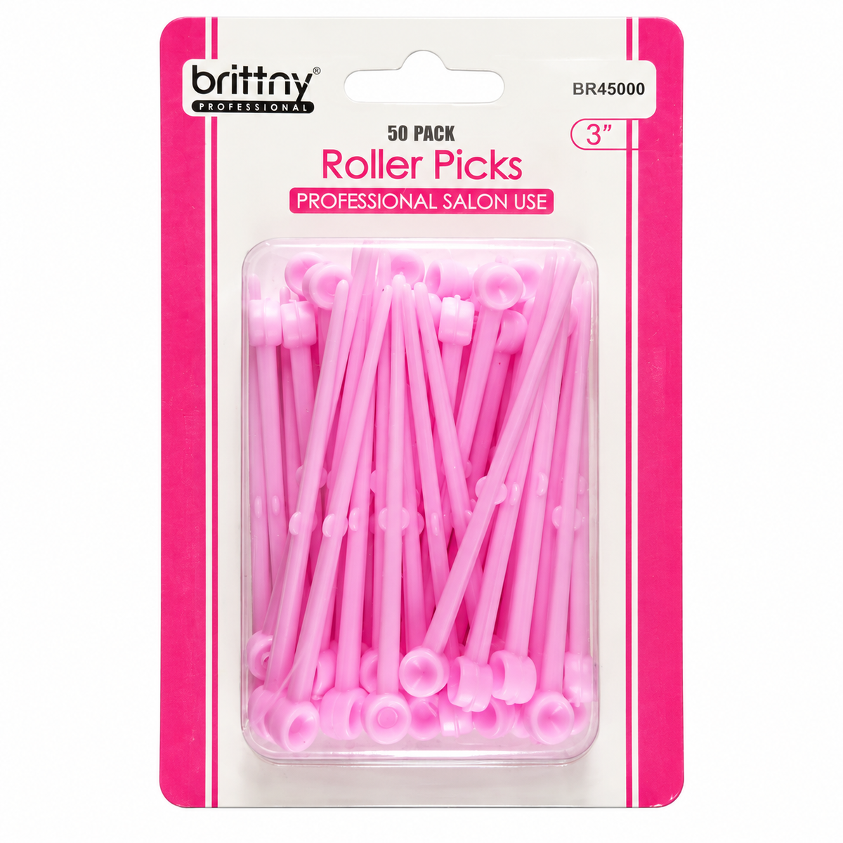 Brittny BR45000 pink 3-inch roller picks, 50-pack