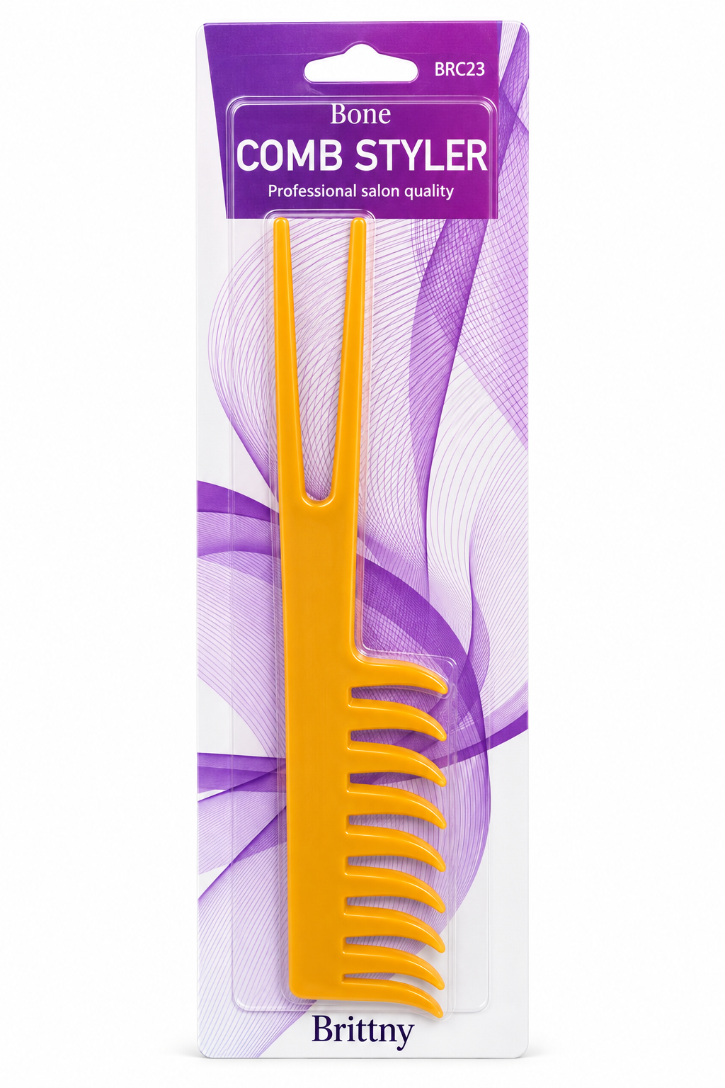 Brittny BRC23 Bone Comb Styler in original purple and white packaging
